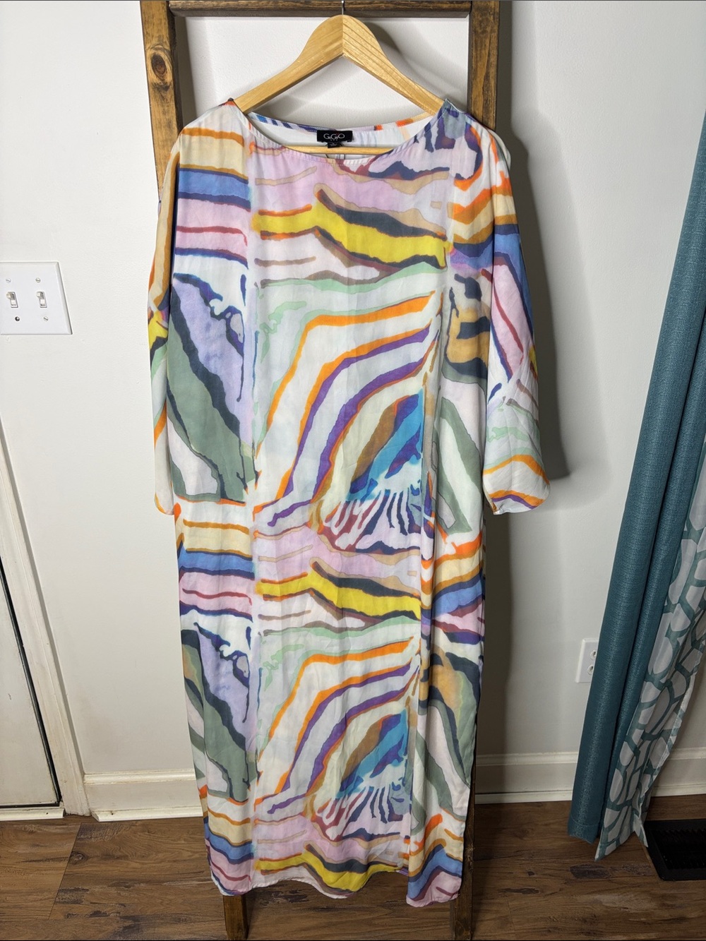 Gigi Multicolor Watercolor Stripe Maxi Dress Size L